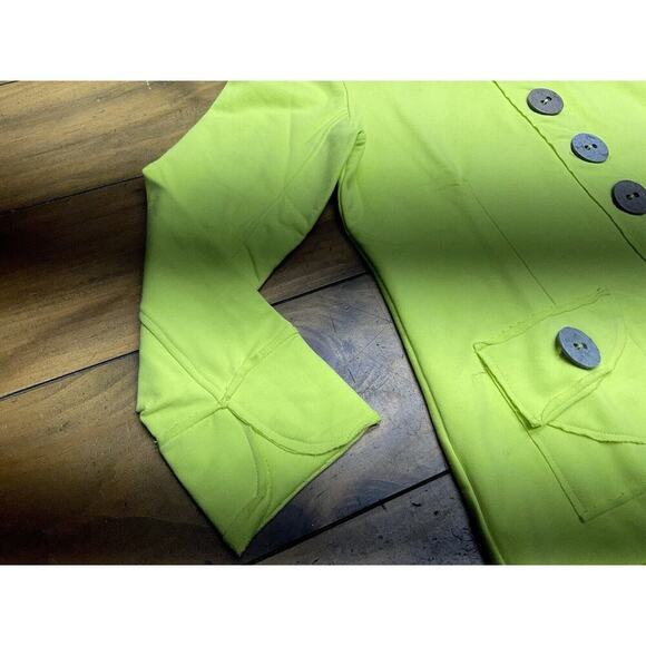 Neon Buddha Highlighter Yellow Button Front Jacket Athletic Yoga Large NWT - Picture 3 of 13